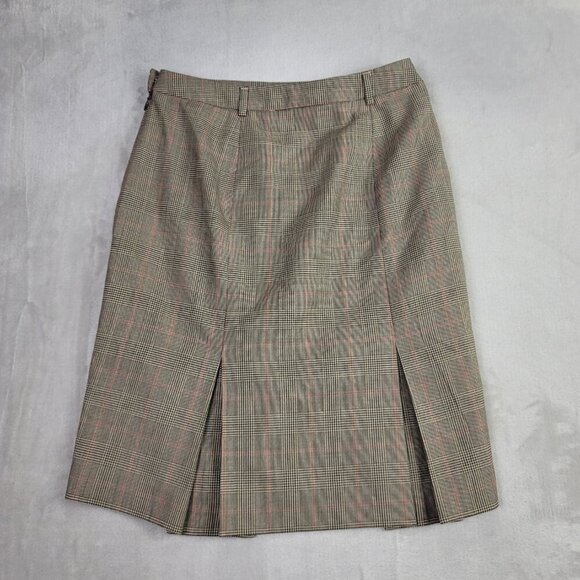 J. Crew Brown Pleated Plaid Women's Skirt | Size 2 - Picture 6 of 6